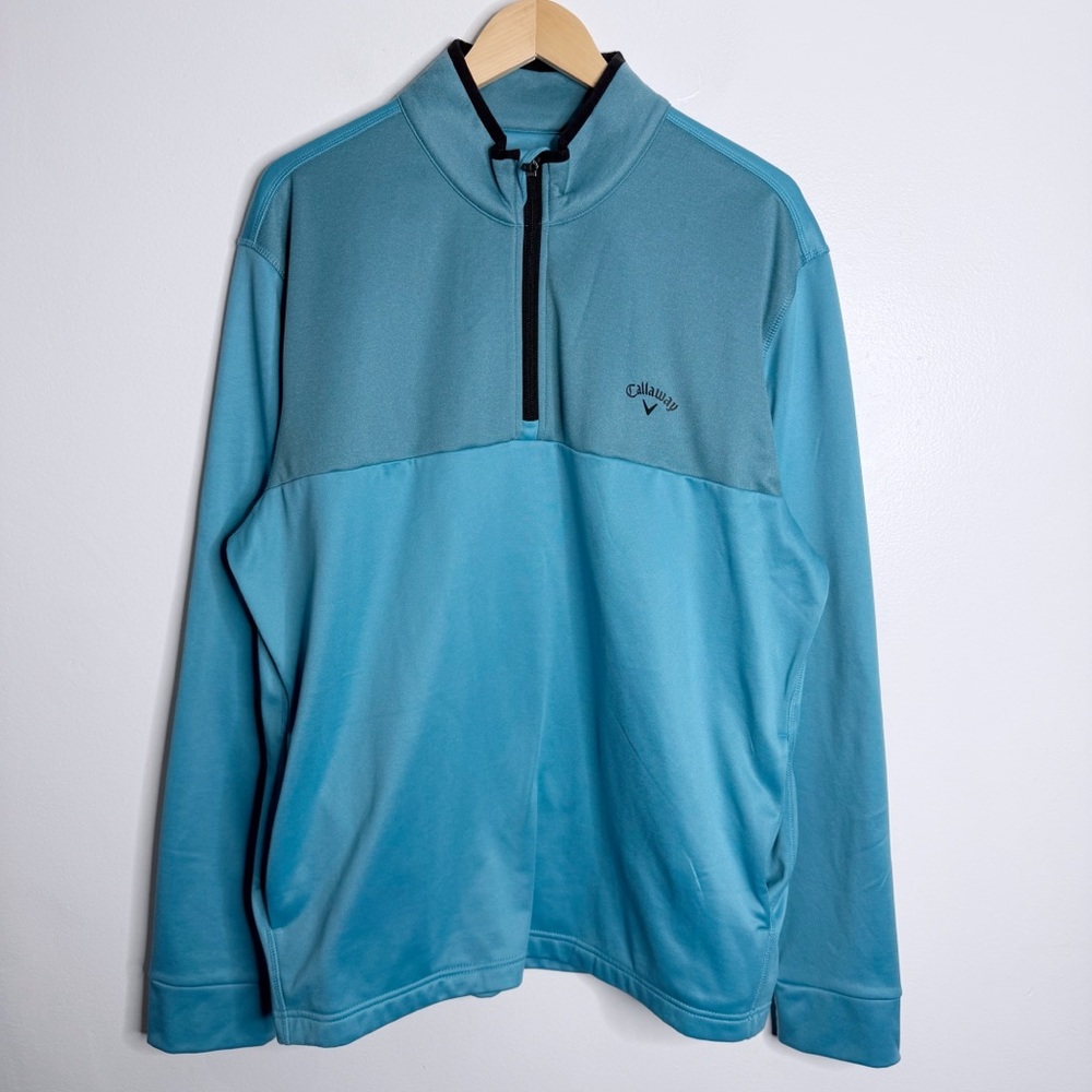 Callaway Mens Quarter-Zip Golf Pullover Blue XL Performance Mock Neck Activewear